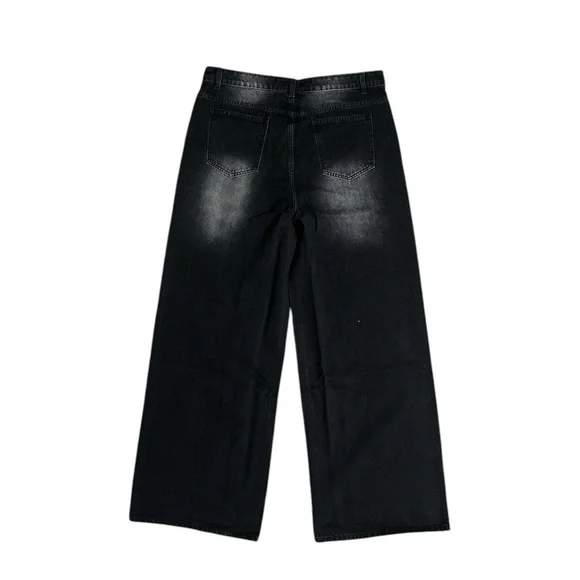 NWOT, Bagged Locked, Men’s Black Straight Jeans, Large, Distressed - Picture 2 of 3